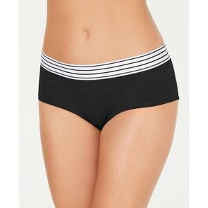 Black Hipsters Panties Underwear with White Striped Waistband XL‎ / #8137